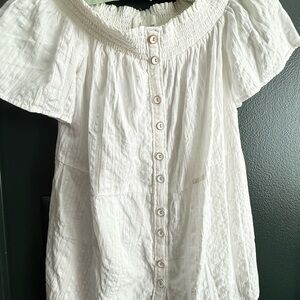 Anthropologie Cream Button-Up Blouse